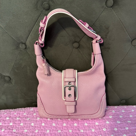 Vintage Coach Pink Pebbled Leather Hamptons Hobo - Picture 1 of 12